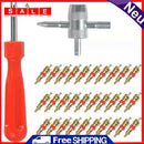 30pcs Brass Valve Cores with Car Bicycle Tire Valve Core Remover + 4 Way Tool
