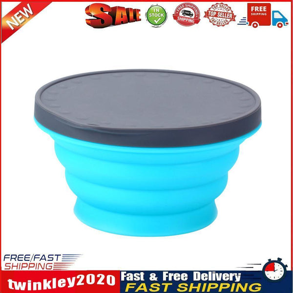 720ML Portable Silicone Bowls Lunch Box with Lid for Camping (Sky Blue) Newly
