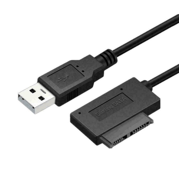 USB 2.0 to Slimline SATA 7+6 13pin Laptop CD DVD Optical Drive Adapter D2J0