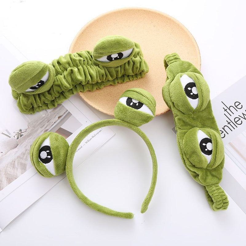 Washing Headband Wide-brimmed Elastic Hairbands Makeup Funny Frog Hairband