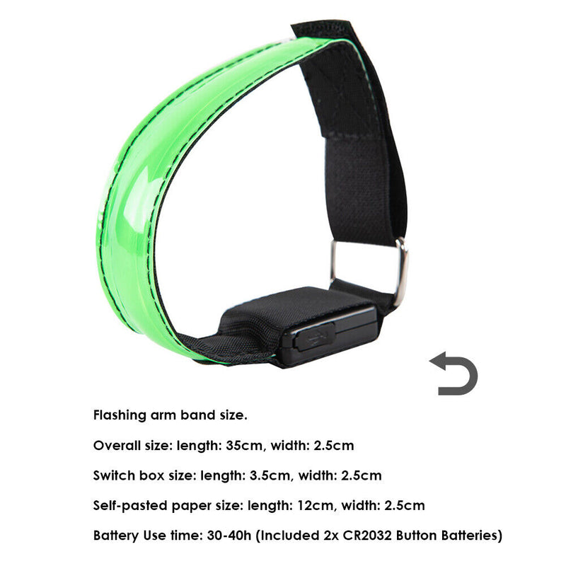 LED Luminous Armband Bracelet Cycling Reflective Warning Wristbands (Green)