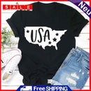 Independence Day Print USA Letter Tea T-Shirt (Black M)