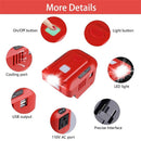 Inverter Charging Adaptor Dual USB Converter For Milwaukee 18V Li-ion Battery