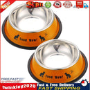 Stainless Steel Anti-skid Dog Cat Food Water Bowl Pet Feeding Tool Orange Newly