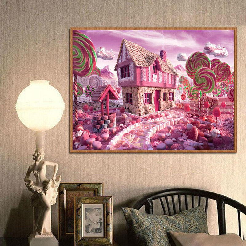 5D DIY Full Drill Diamond Painting Pink Candy Stick Cross Stitch Embroidery