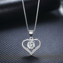 Wedding Crystal Pendant Necklace Eternal Love Heart Cubic Zirconia Neck Chain