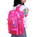Women/Men PVC Clear Waterproof Backpacks Teen Hologram Schoolbags/Pink