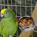 Stainless Steel Hang Cage Bowl Parrot Feeding Food Drinking Dish (10cm) Newly