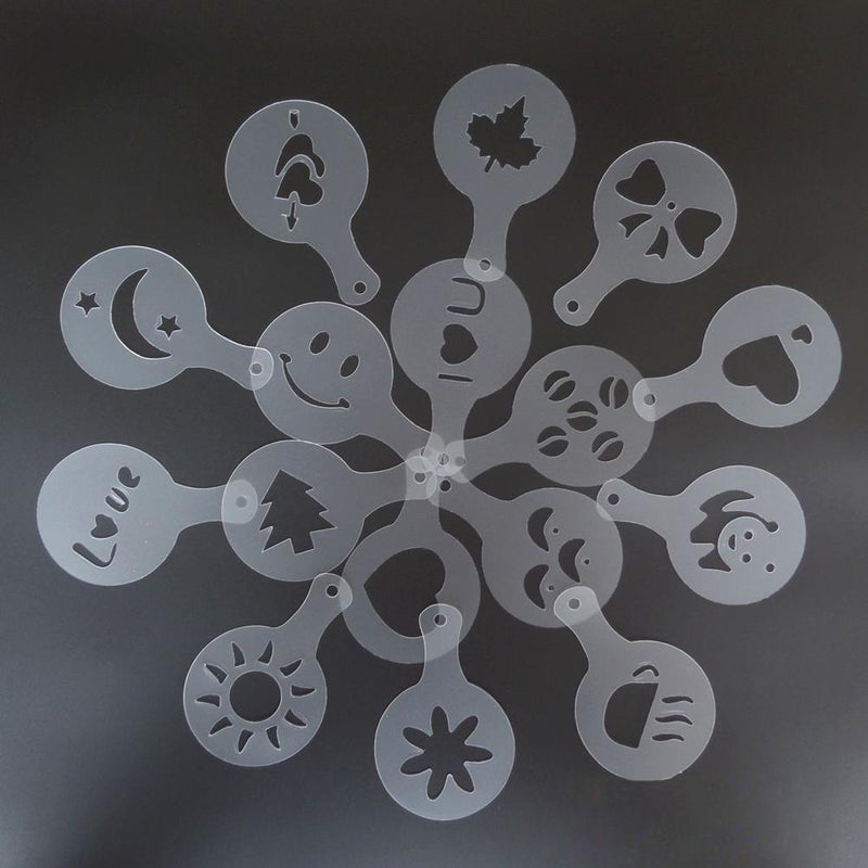 Chocolate Shaker Duster + 16pcs Cappuccino Coffee Stencils + Measure Spoon Newly