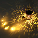 LED Solar Kettle Light Wrought Iron Hollow Flower Water Can Fairy Lamp (A) Newly