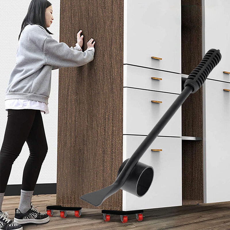 5pcs Furniture Transport Lifter Tool Heavy Stuffs Moving Wheel Bar Mover Device