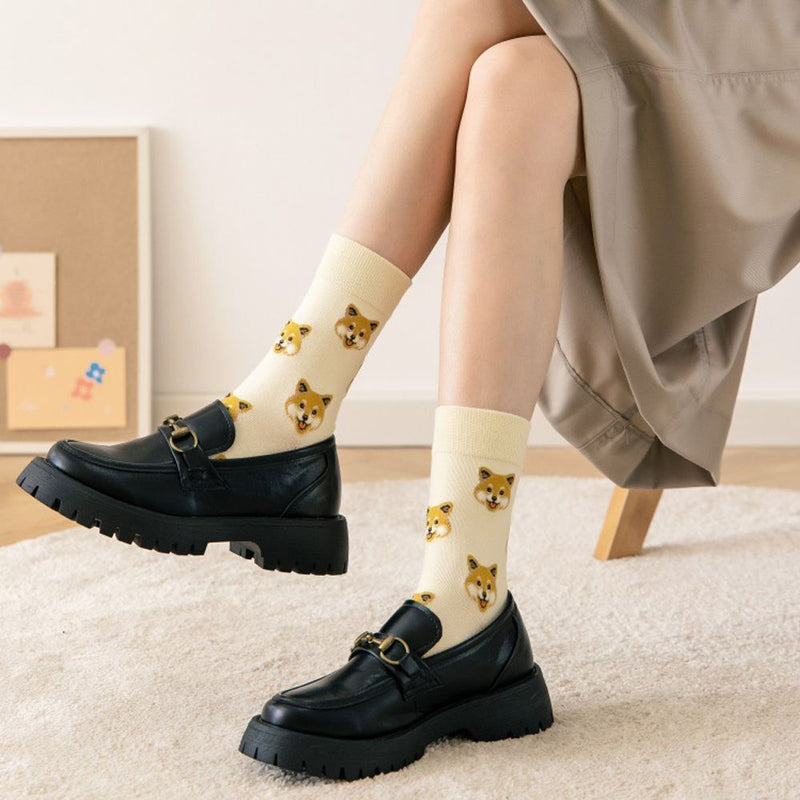 Dog Japanese Ins Creative Stockings Middle Tube Socks Female Sox Cotton Socks