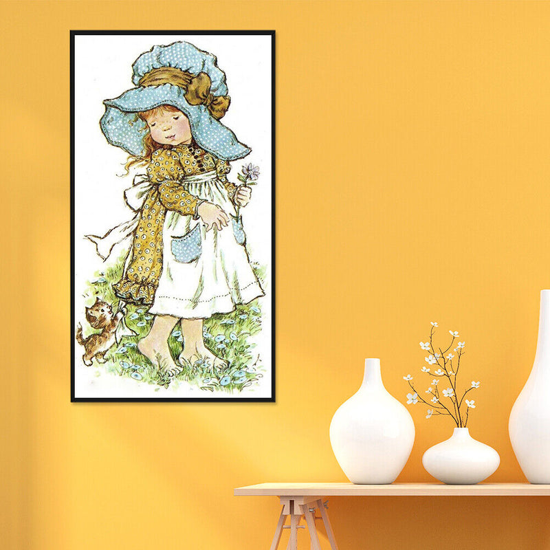 11CT Printed Partial Cross Stitch Craft Cute Girl Artwork Decor (VIP066)