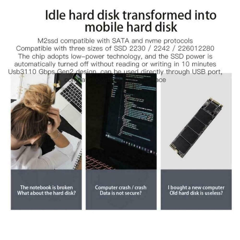 M.2 to USB Adapter M Key NGFF M2 PCIe SATA to USB 3.1 SSD Gen Type Card A 2 T7A7