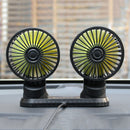 F404 USB Car Fan Dual Head Powerful 3-Speed Dashboard Fan for Truck Vehicle