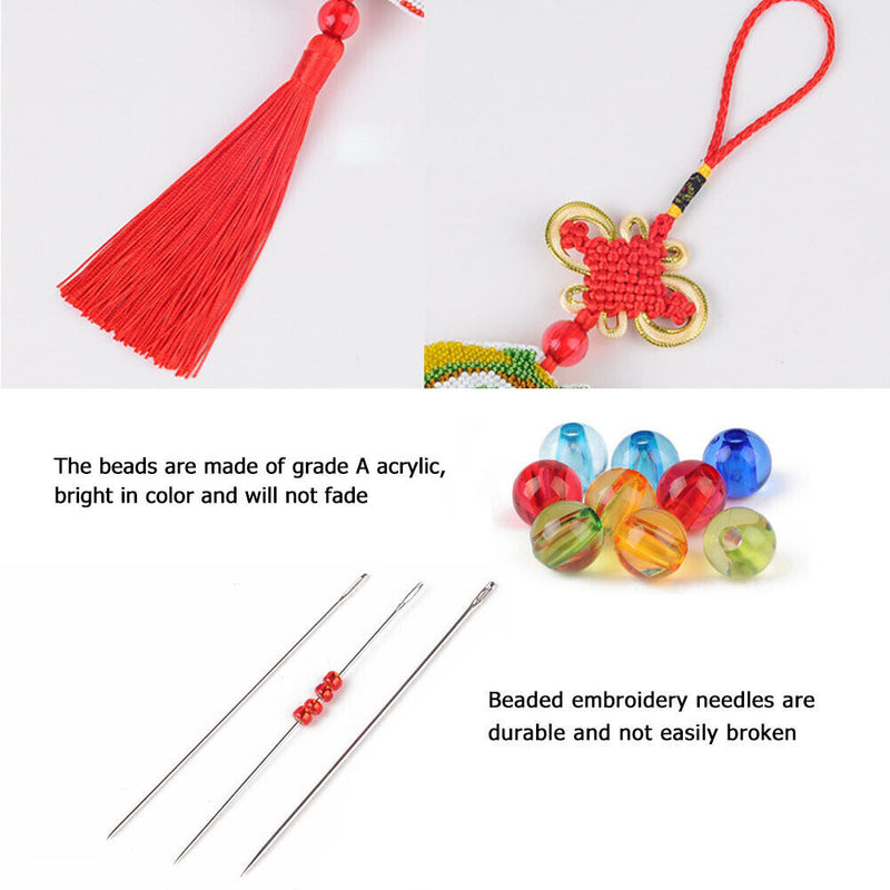 Stamp DIY Cartoon Character Beaded Cross Stitch Tassel Pendant Print Kit Artwork