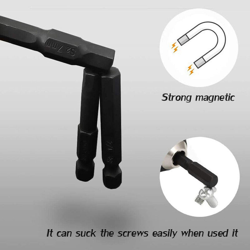 10pcs 50mm Hexagonal Drill Bits S2 Steel Magnetic Electric Screwdriver Bit