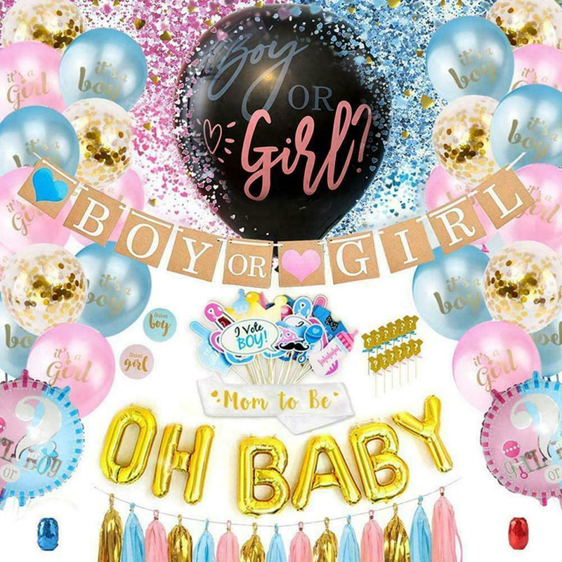 36inch Girl or Boy Gender Reveal Latex Confetti Balloon Baby 8U7Y Party M5E1