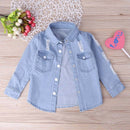 Autumn Unisex Fashion Children Turn Down Collar Pockets Denim Coat(1-2T)-18