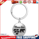 Alloy Keychain Stainless Steel Keyring Mama Papa Bear Printing Pendant (01)