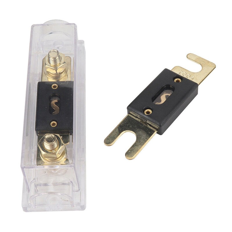 ANL Style Fuse Holder + 200A 300 Amp Fuses + Wire Lugs + Heat Shrink Tubes Kit