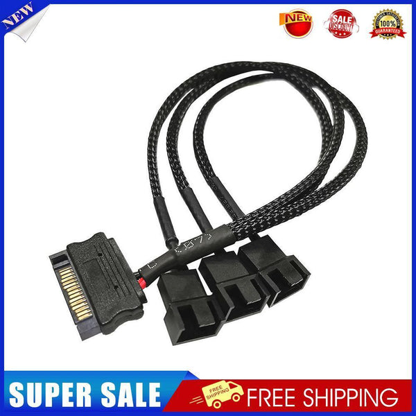 SATA Power Cable PC Cooling Fan Splitter Hub Converter (SATA to 3x4Pin)