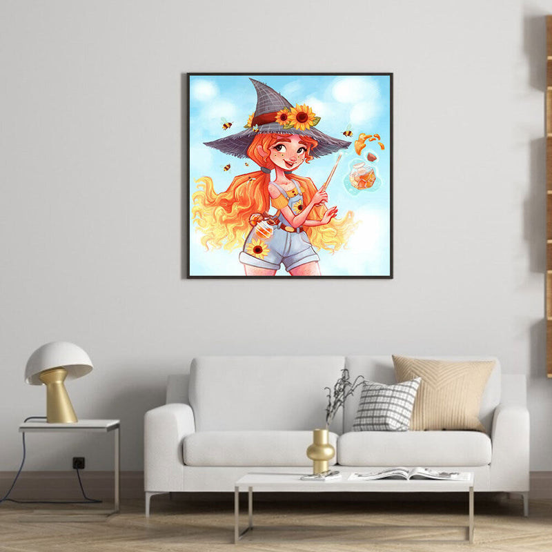 Full Round Diamond Painting Kits Bee Commander Little Witch Mosaic Picture