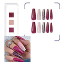 Long False Nails 24 PCS Ballerina Rose Red French Full Cover Manicure Tool E6B4