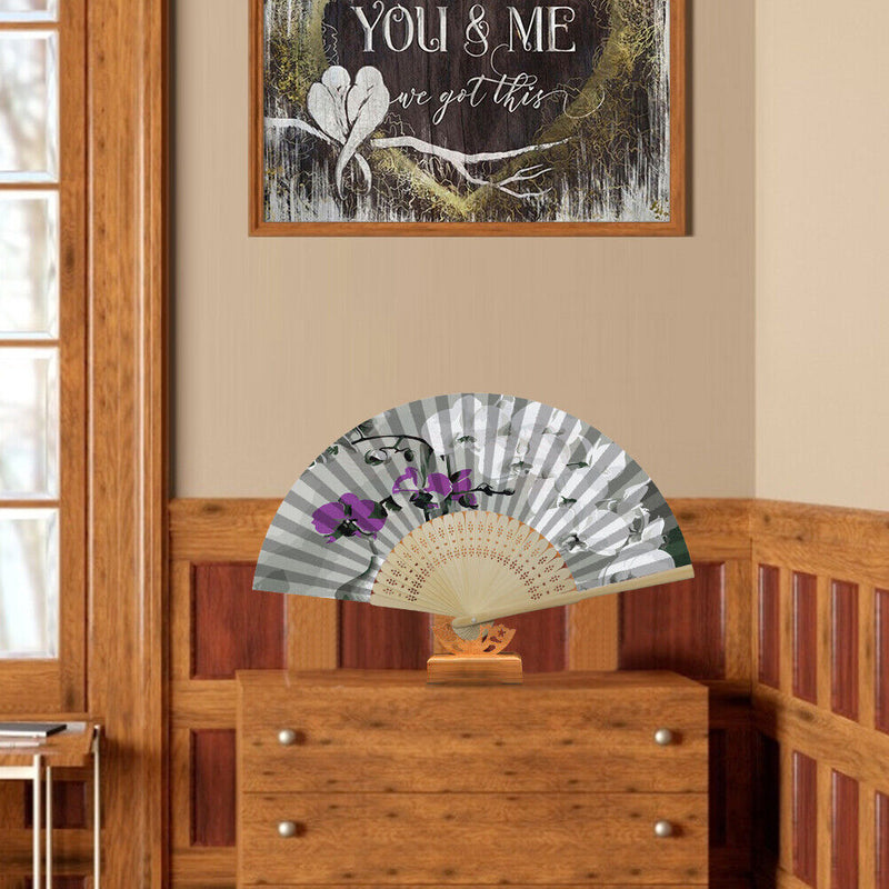 Oil Paint Folding Fan By Numbers DIY Butterfly Orchid Painted Art Craft Handmade