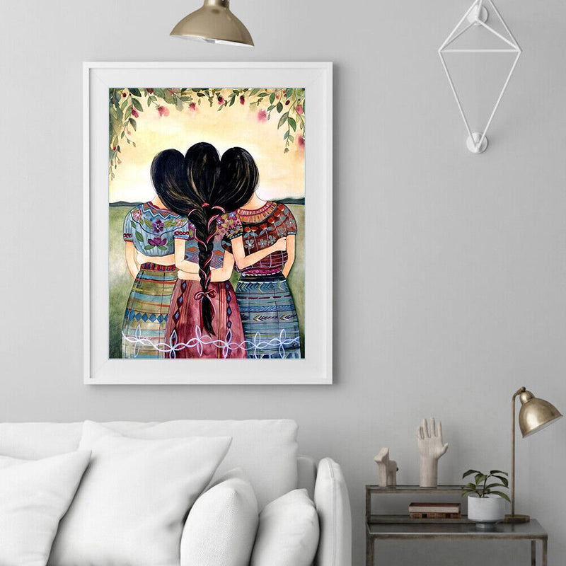 DIY Full Round Drill Diamond Painting Three Girls Picture Rhinestone Mosaic Kit