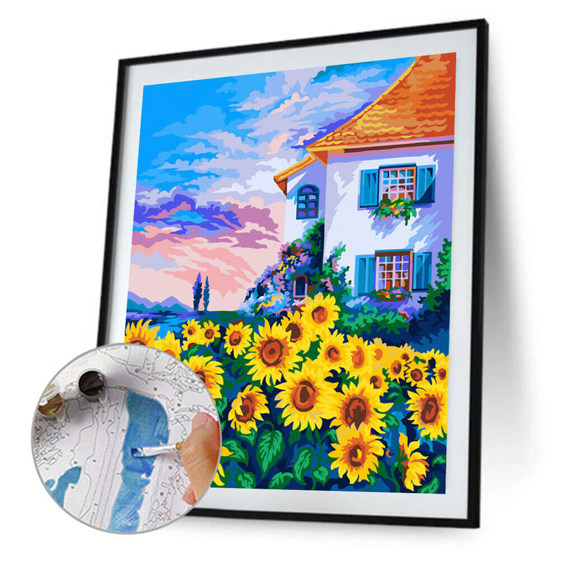 Flower Oil Paint By Numbers Kit DIY Home Decoration Gift Wall Art Picture C