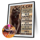 DIY Full Round Drill Diamond Painting Black Cat Mosaic Rhineston