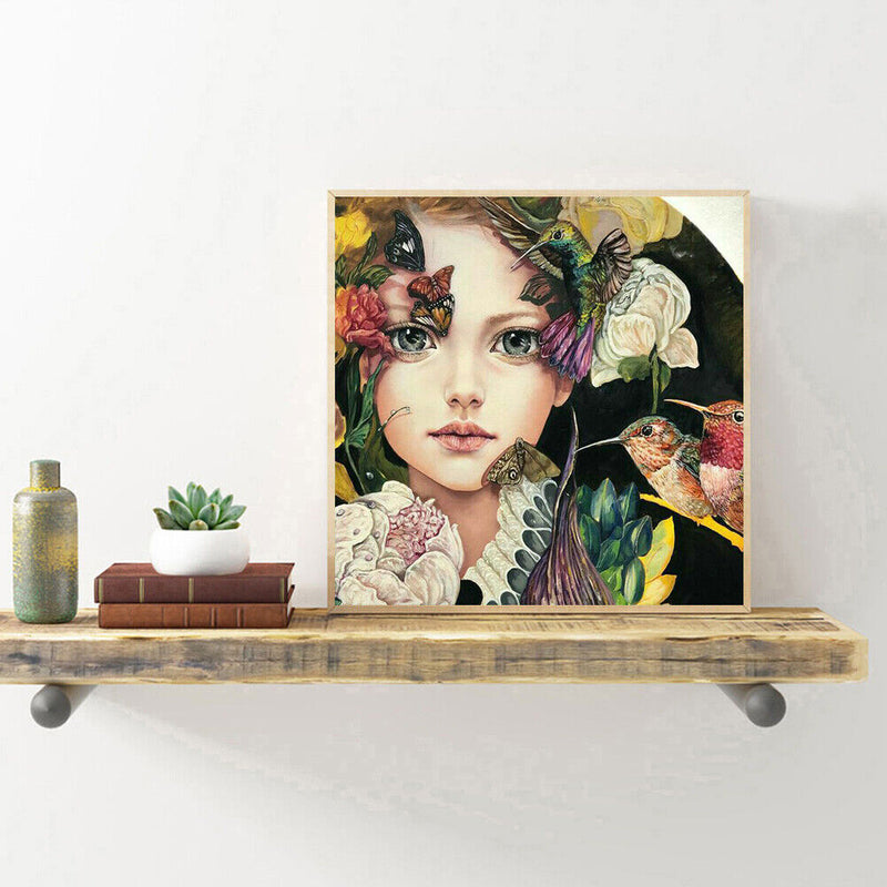 5D Diamond Painting Flower Bird Girl DIY Full Drill Round Rhinestone Home Decor