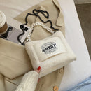 Fashion Rabbit Fur Chain Messenger Bag Women Fleece Shoulder Handbag (1)