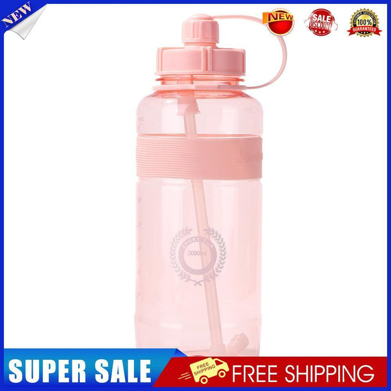 Portable Women Summer Gym Water Bottle Straw Large Capacity (Pink 2000ml)