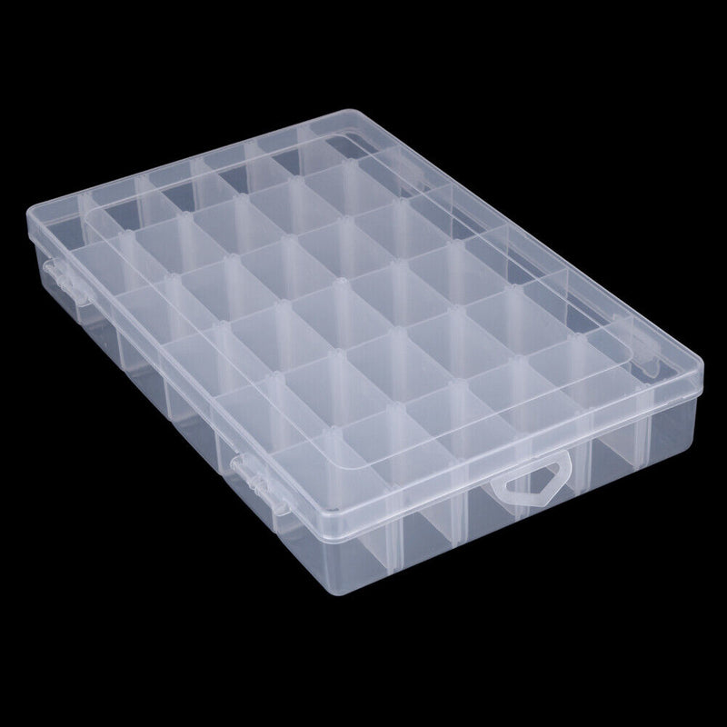 Adjustable 36 Compartment Plastic Storage Box Jewelry Earring Case?Clear? Newly