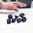 7pcs/Set Dichromatic Dices Digital Polyhedron Starry Sky Dice (Black Blue) Newly