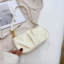 Pleated Chain Pure Color Shoulder Underarm Bag Casual Women Small Handbag Purse