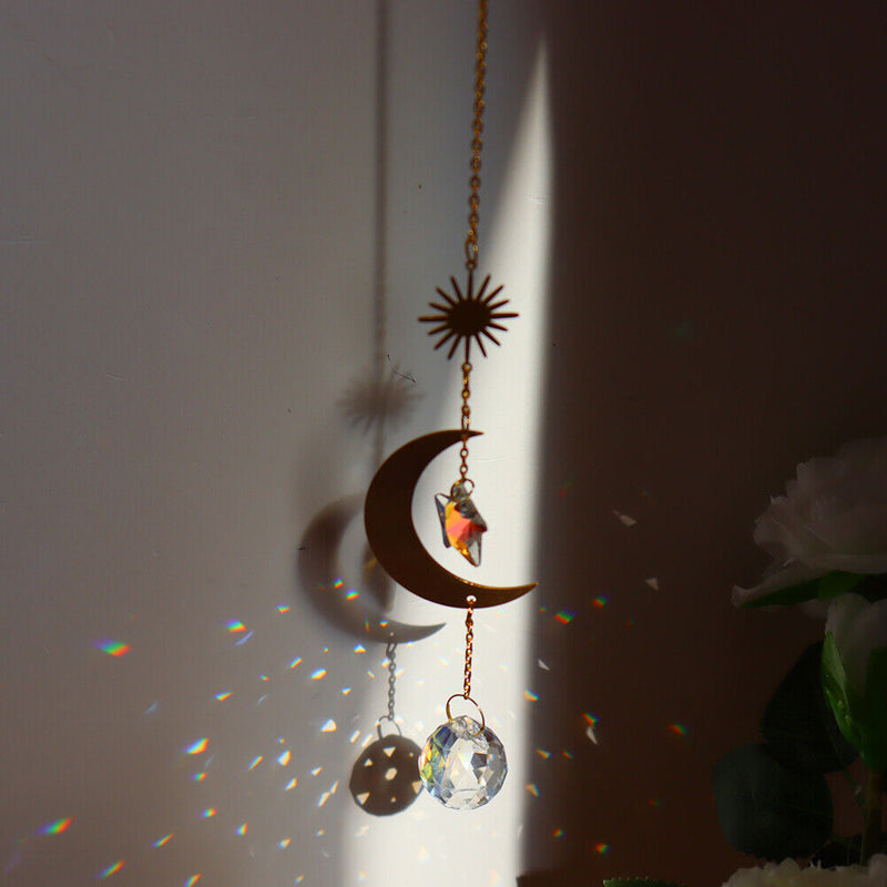 Star Moon Sun Crystal Suncatcher Lighting Accessories Curtain Home Garden Decor