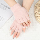 Stretch Fingerless Mittens Half Finger Gloves Plush Knitted Imitation Mink Hair