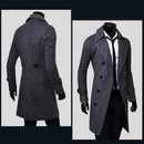 Mens Winter Double-breasted Warm Coat Jacket Wool Parka Overcoat Grey XXL