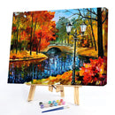 Bridge in the Forest Oil Paint By Number Kit DIY Acrylic Painting on Canvas