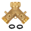 Brass Double Two Way Tap Garden Connector Adaptor Hose Splitter`