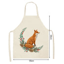 Kitchen Linen Apron Fox Print Home Restaurant Cooking Baking Bib Oil-proof