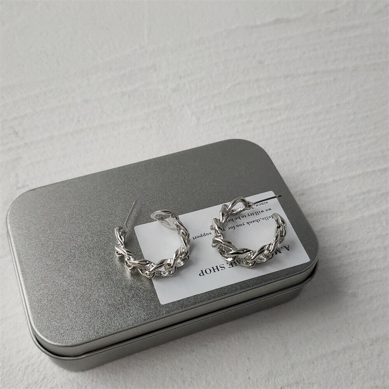 Wedding Jewelry Metal Round Earrings Geometric Hollow Chain Hoop Earrings