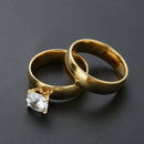 1 Pair Fashion Stainless Steel Rhinestone Lovers Couple Rings (Size 7)