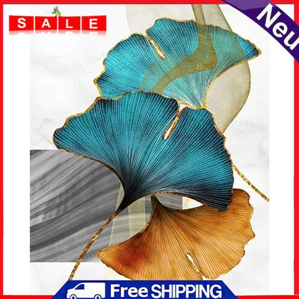 Frameless Painting By Numbers Gingko Leaves DIY Handmade Drawing On Canvas Craft