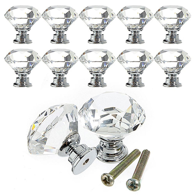 Door Knobs Cupboard Pulls Diamond Shape Pull Handle Crystal Glass Knobs