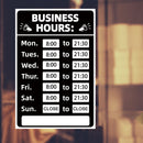 Business Hours Sign Hours of Operation Signs for Window / Door (Black) Newly