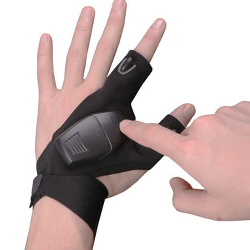 Outdoor Fishing Fingerless Gloves LED Flashlight Camping Hiking Cycling Gloves